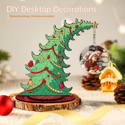Christmas Tree DIY 2D Flat Wooden Desktop Diamond Art Kit for Adults Beginner(R)