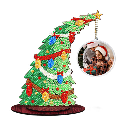Christmas Tree DIY 2D Flat Wooden Desktop Diamond Art Kit for Adults Beginner(S)