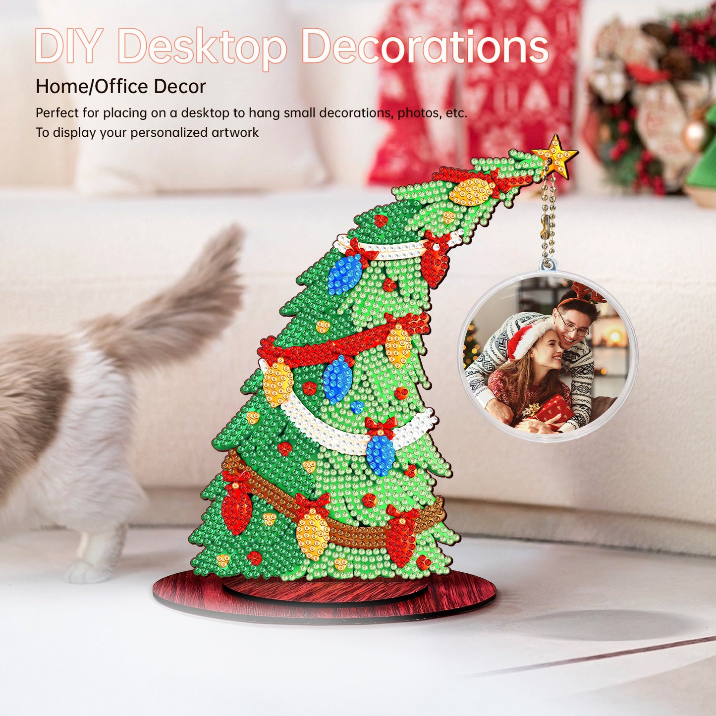 Christmas Tree DIY 2D Flat Wooden Desktop Diamond Art Kit for Adults Beginner(S)