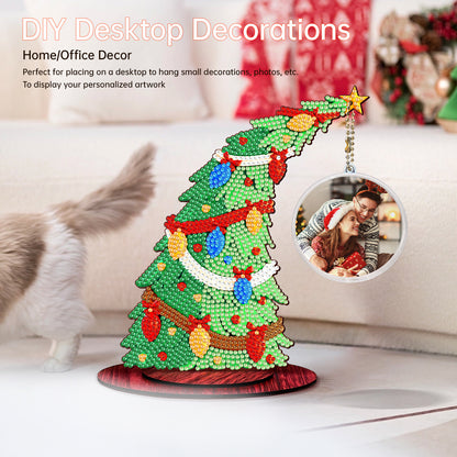 Christmas Tree DIY 2D Flat Wooden Desktop Diamond Art Kit for Adults Beginner(S)