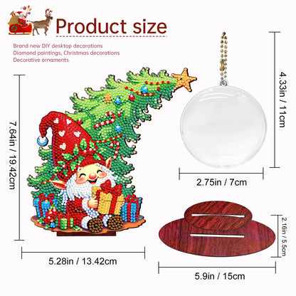 Santa Goblin Photo Xmas Tree DIY 2D Wooden Desktop Diamond Art Kit Home Decor(T)