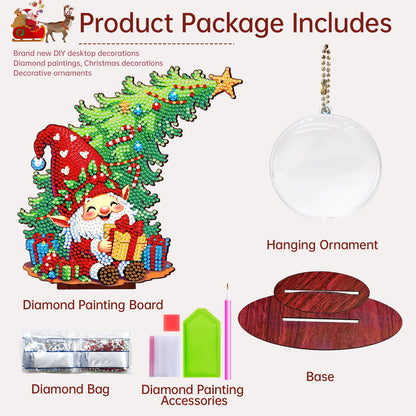 Santa Goblin Photo Xmas Tree DIY 2D Wooden Desktop Diamond Art Kit Home Decor(T)