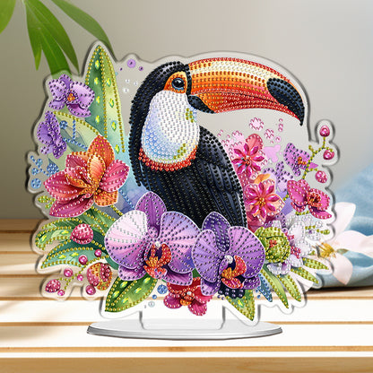 2D Flat DIY Bird and Flowers Acrylic Diamond Painting Tabletop Ornaments Kit