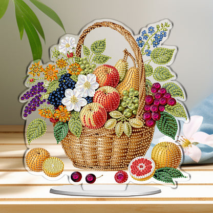 2D Flat DIY Fruit Basket Acrylic Diamond Painting Tabletop Ornaments Kit Gifts