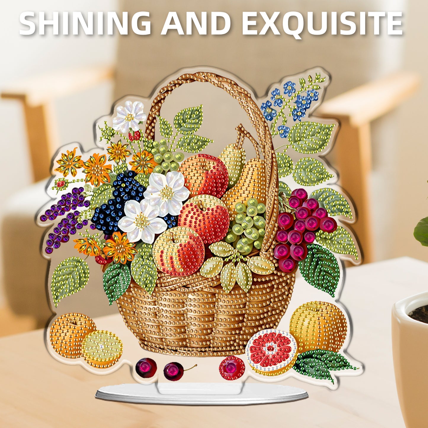 2D Flat DIY Fruit Basket Acrylic Diamond Painting Tabletop Ornaments Kit Gifts