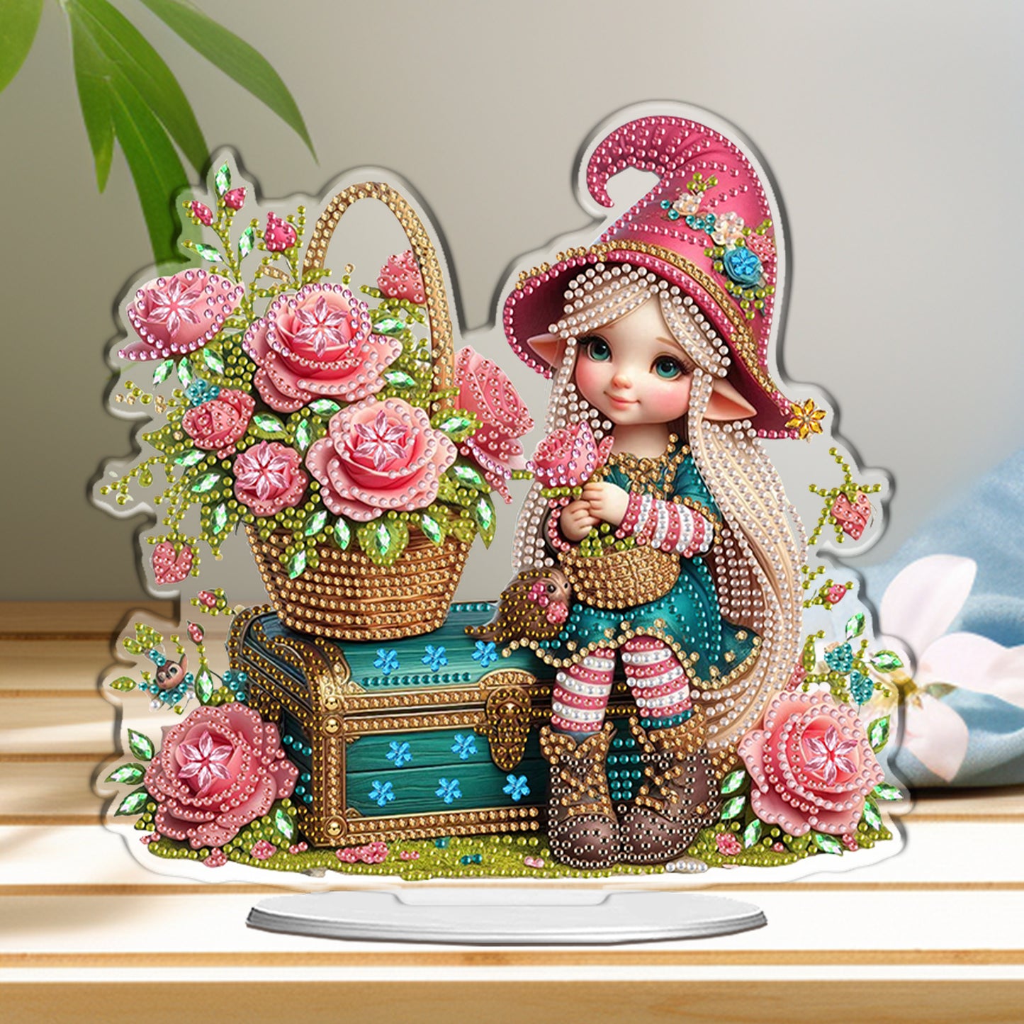 2D Flat DIY Fairy and Flowers Acrylic Diamond Painting Tabletop Ornaments Kit