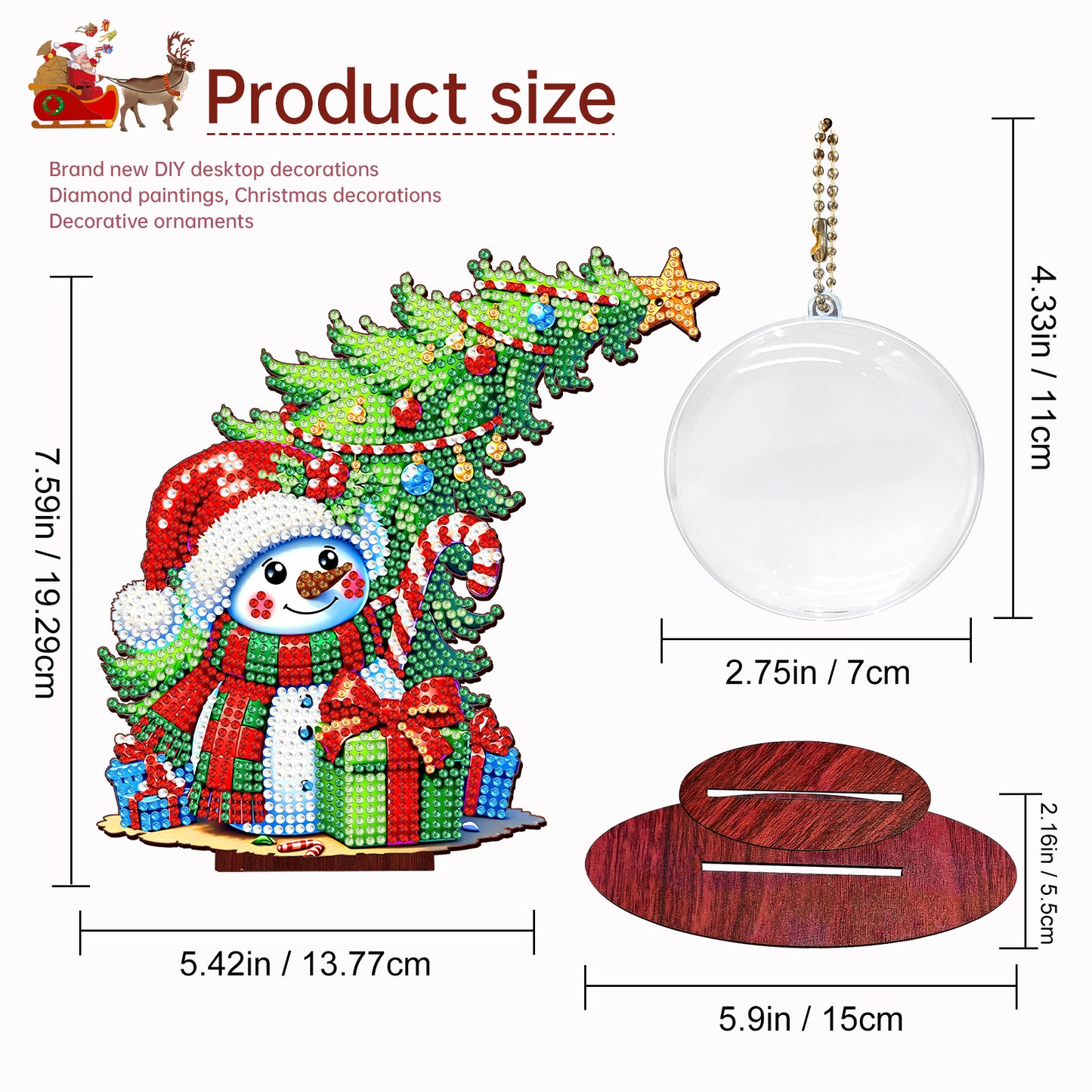 Photo Christmas Tree 5D DIY Diamond Art Tabletop Wood Decorations Ornament Kits