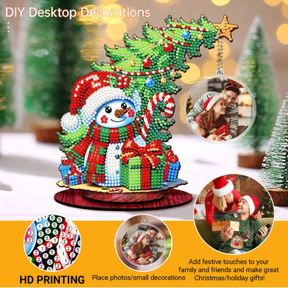 Photo Christmas Tree 5D DIY Diamond Art Tabletop Wood Decorations Ornament Kits