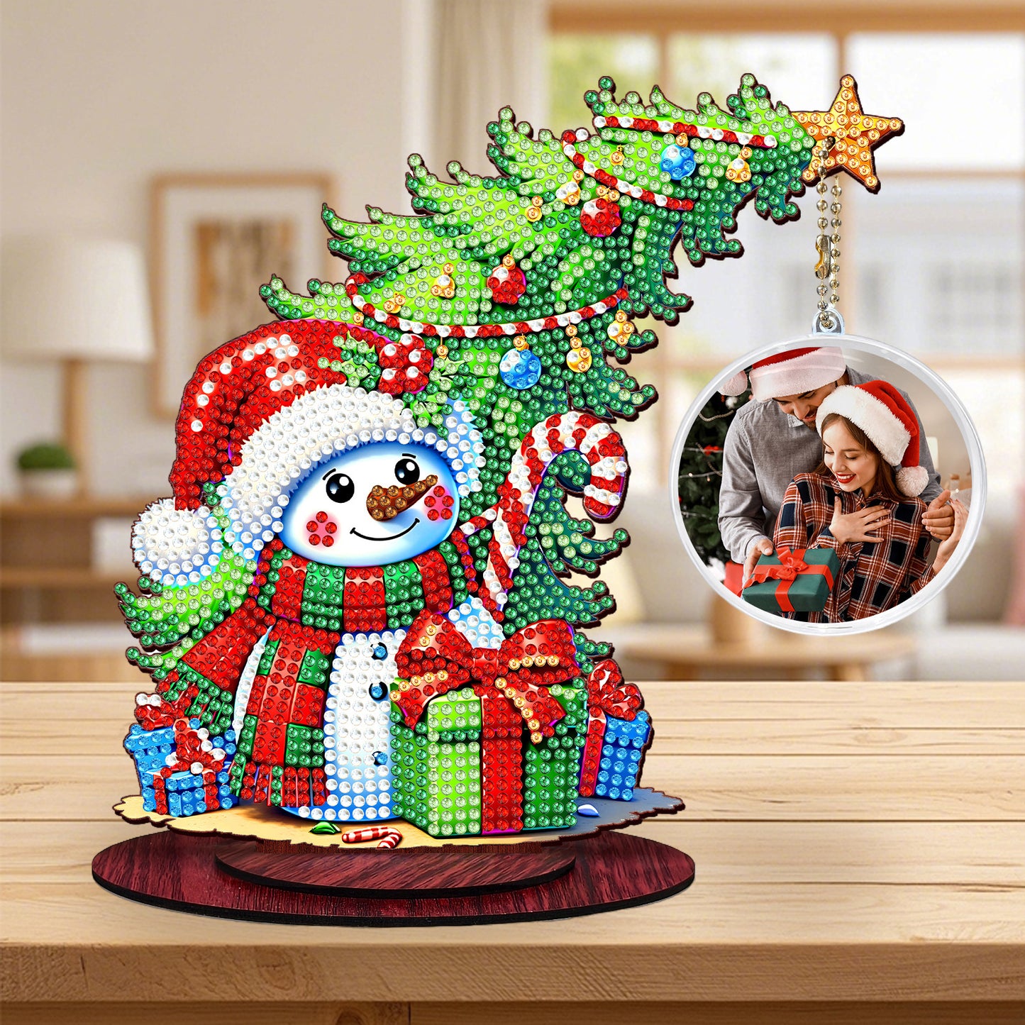 Photo Christmas Tree 5D DIY Diamond Art Tabletop Wood Decorations Ornament Kits