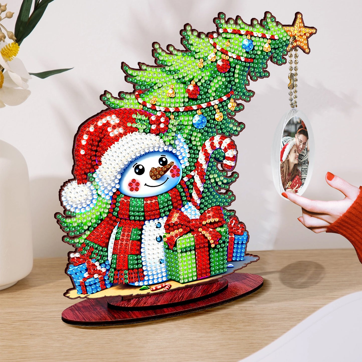 Photo Christmas Tree 5D DIY Diamond Art Tabletop Wood Decorations Ornament Kits