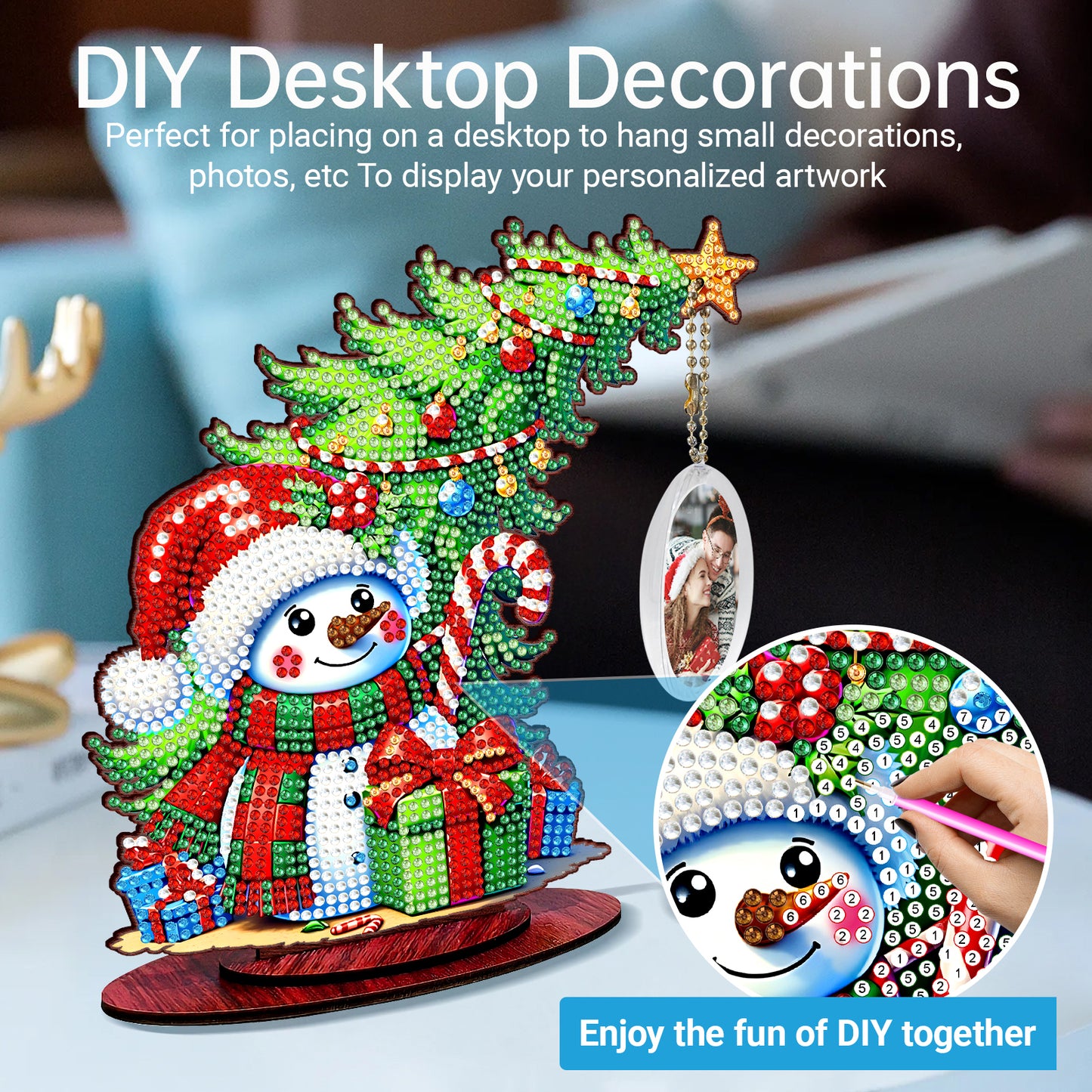 Photo Christmas Tree 5D DIY Diamond Art Tabletop Wood Decorations Ornament Kits