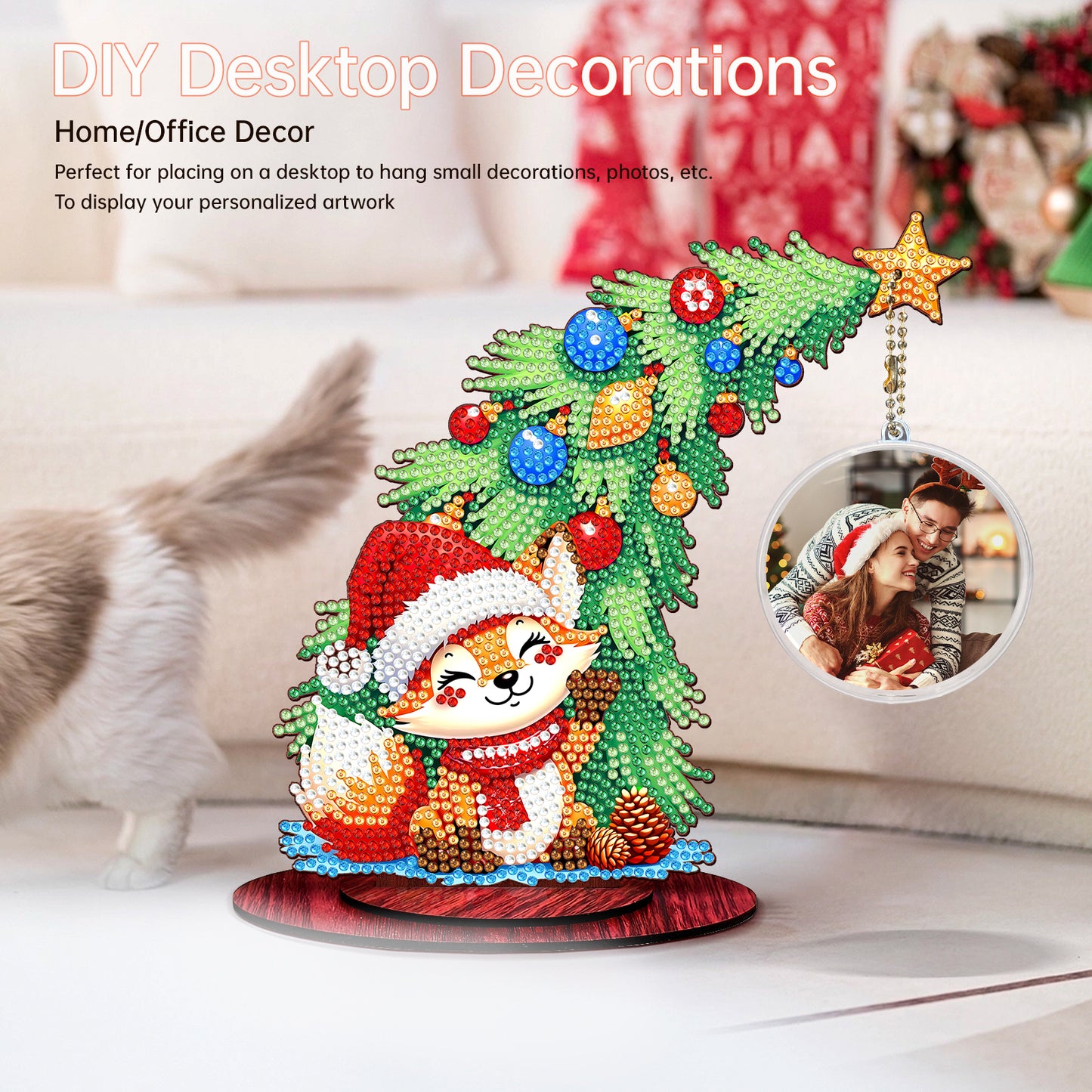 Photo Christmas Tree 5D DIY Diamond Art Tabletop Wood Decorations Ornament Kits