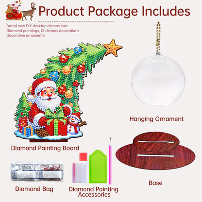 Santa Claus Photo Xmas Tree 5D DIY Diamond Art Tabletop Wood Decoration Ornament