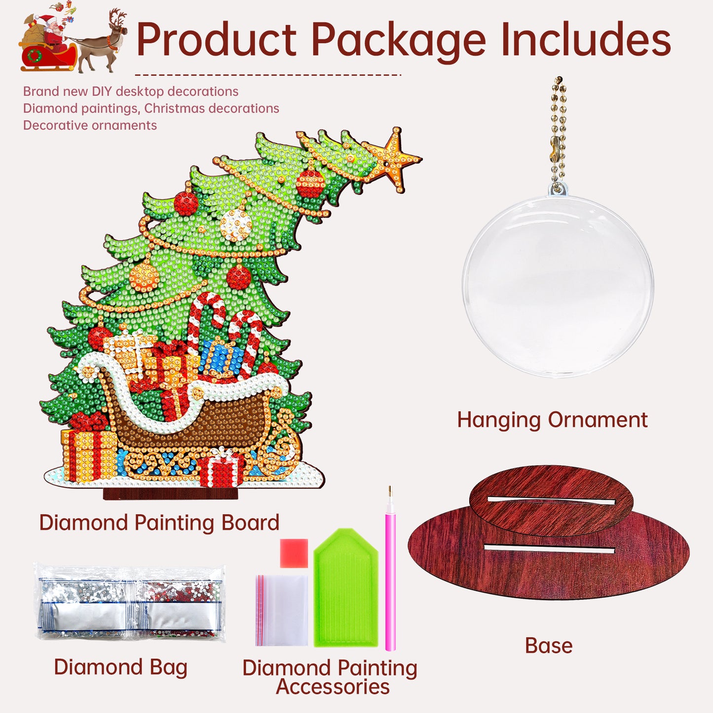 Photo Christmas Tree 5D DIY Diamond Art Tabletop Wood Decorations Ornament Kits