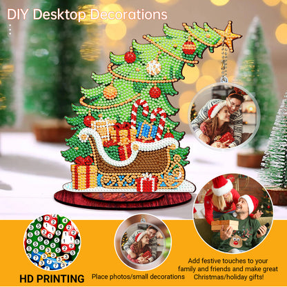 Photo Christmas Tree 5D DIY Diamond Art Tabletop Wood Decorations Ornament Kits