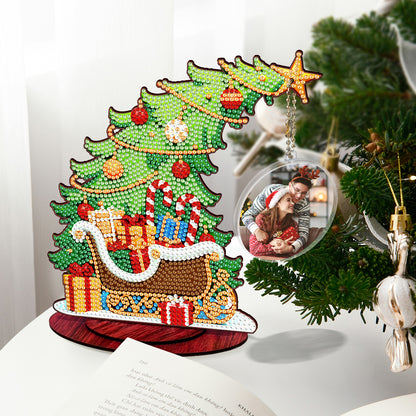 Photo Christmas Tree 5D DIY Diamond Art Tabletop Wood Decorations Ornament Kits