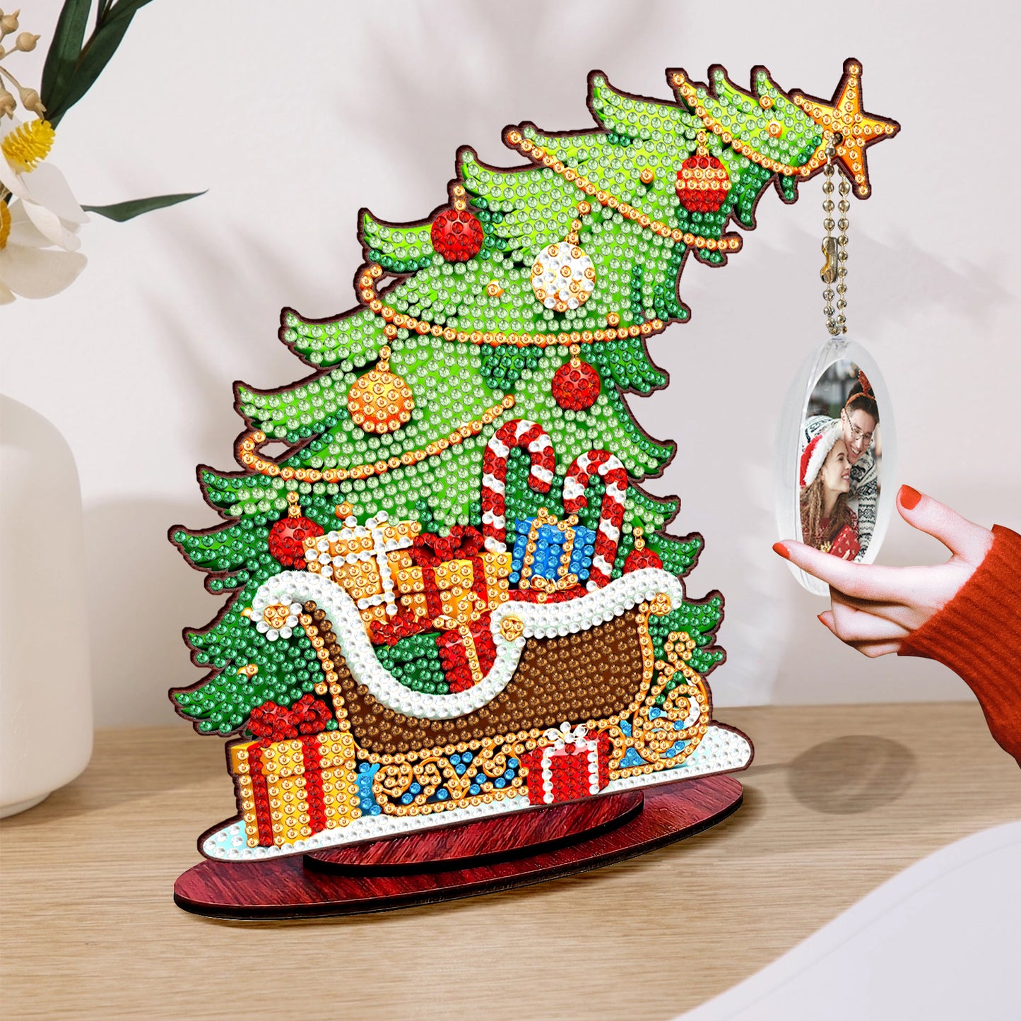 Photo Christmas Tree 5D DIY Diamond Art Tabletop Wood Decorations Ornament Kits