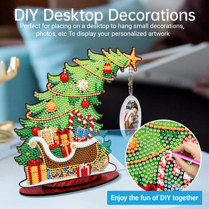 Photo Christmas Tree 5D DIY Diamond Art Tabletop Wood Decorations Ornament Kits