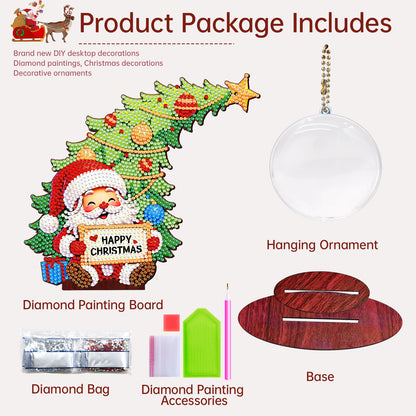 Santa Claus Photo Xmas Tree 5D DIY Diamond Art Tabletop Wood Decoration Ornament