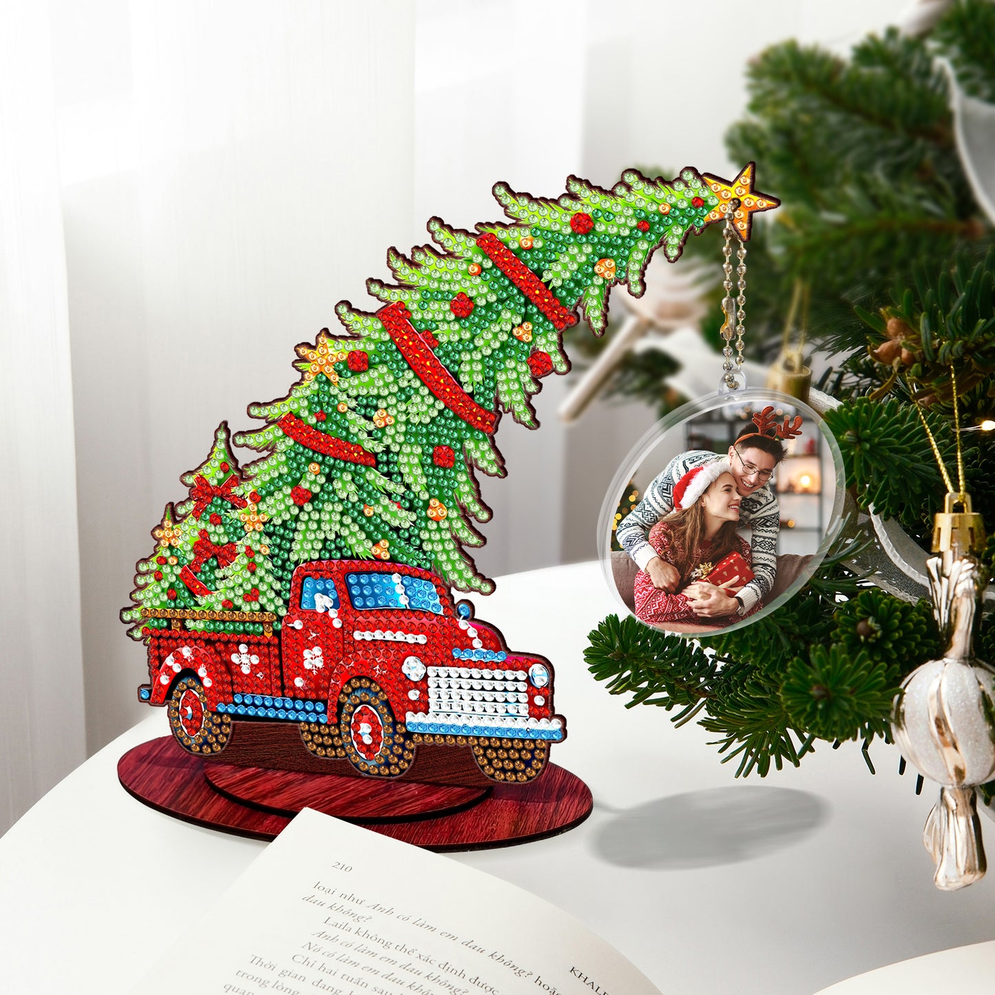 Photo Christmas Tree 5D DIY Diamond Art Tabletop Wood Decorations Ornament Kits