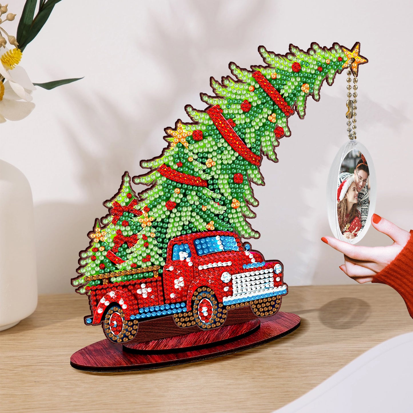 Photo Christmas Tree 5D DIY Diamond Art Tabletop Wood Decorations Ornament Kits