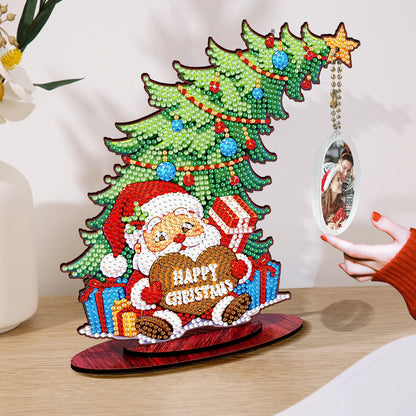 Santa Claus Photo Xmas Tree 5D DIY Diamond Art Tabletop Wood Decoration Ornament