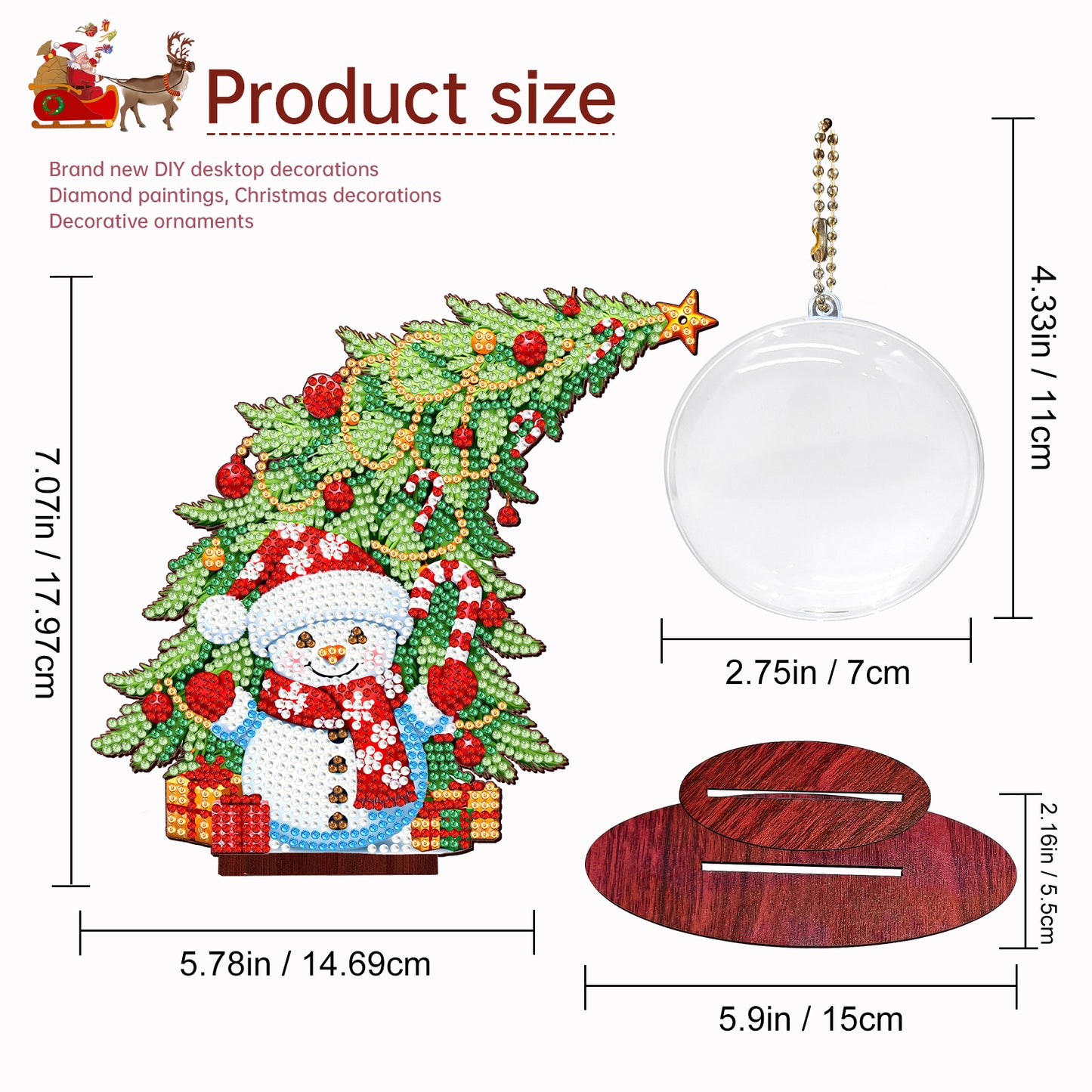 Photo Christmas Tree 5D DIY Diamond Art Tabletop Wood Decorations Ornament Kits