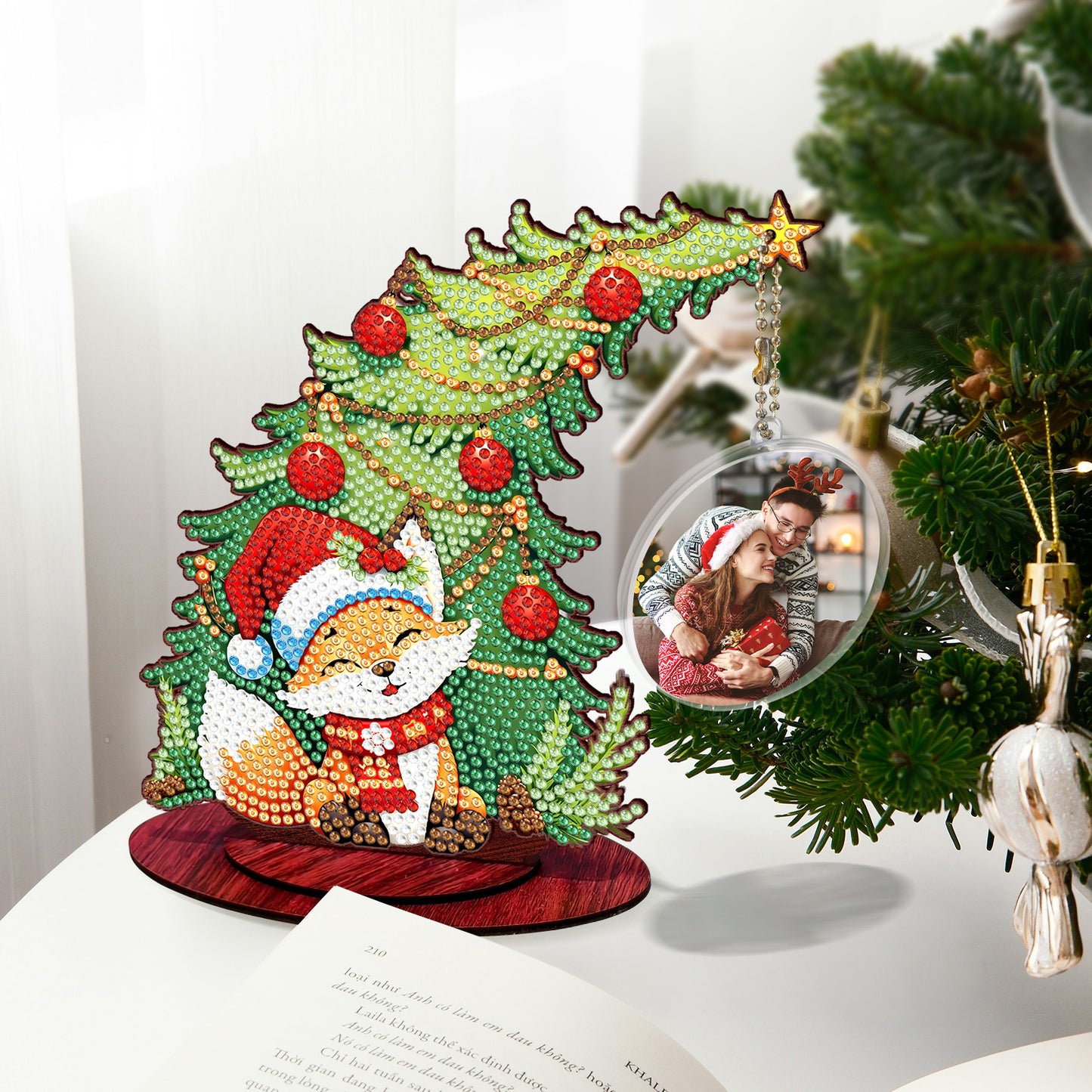 Photo Christmas Tree 5D DIY Diamond Art Tabletop Wood Decorations Ornament Kits