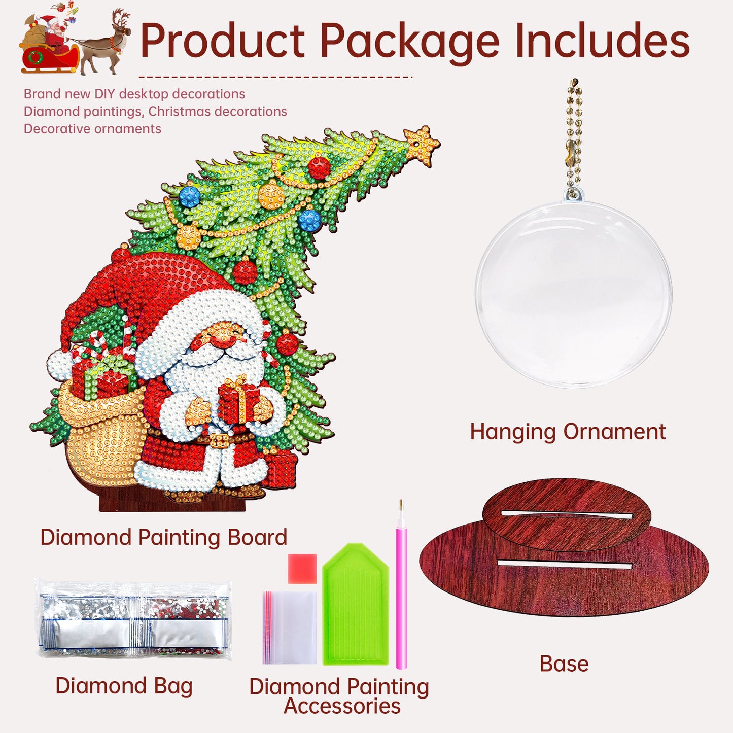 Photo Christmas Tree 5D DIY Diamond Art Tabletop Wood Decorations Ornament Kits