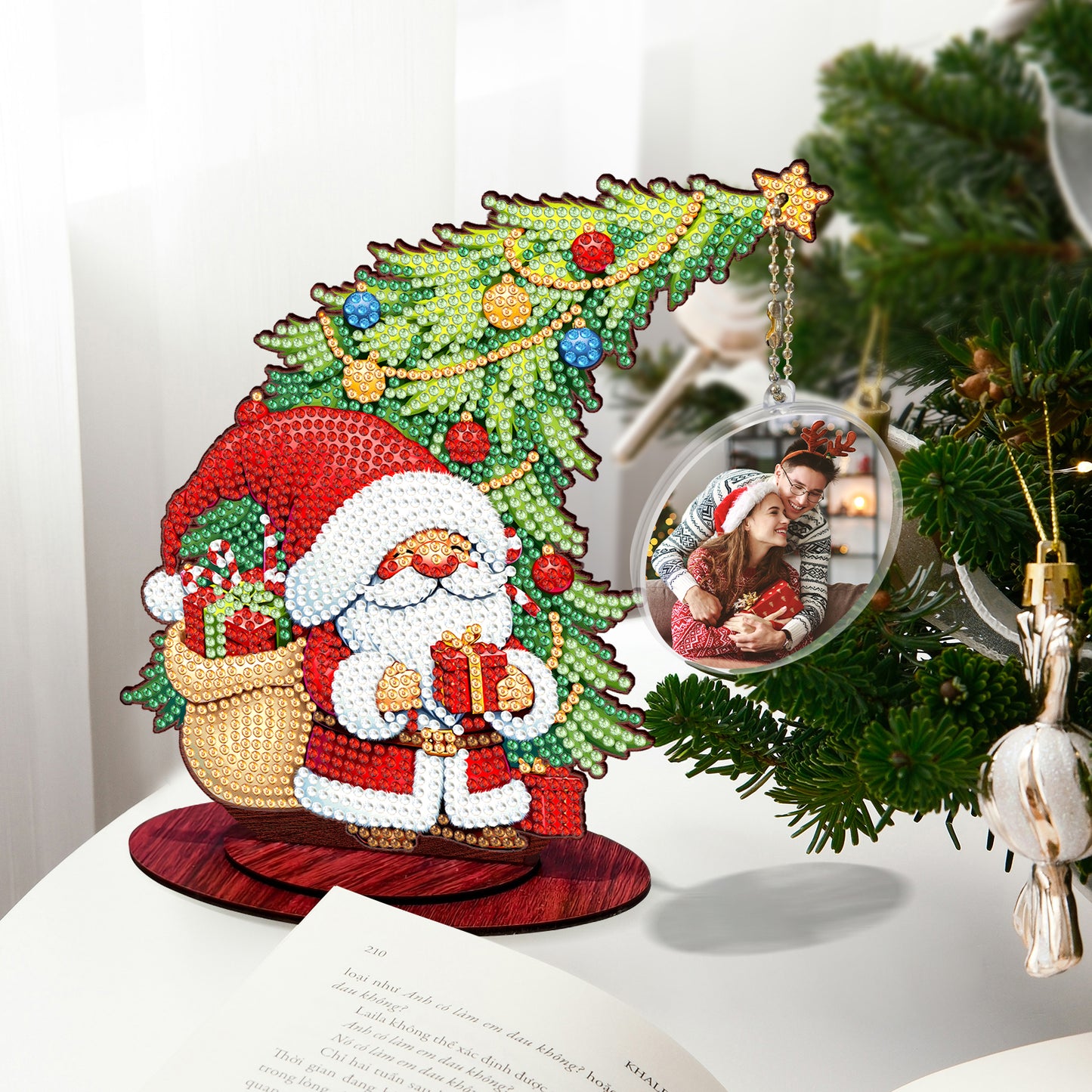 Photo Christmas Tree 5D DIY Diamond Art Tabletop Wood Decorations Ornament Kits