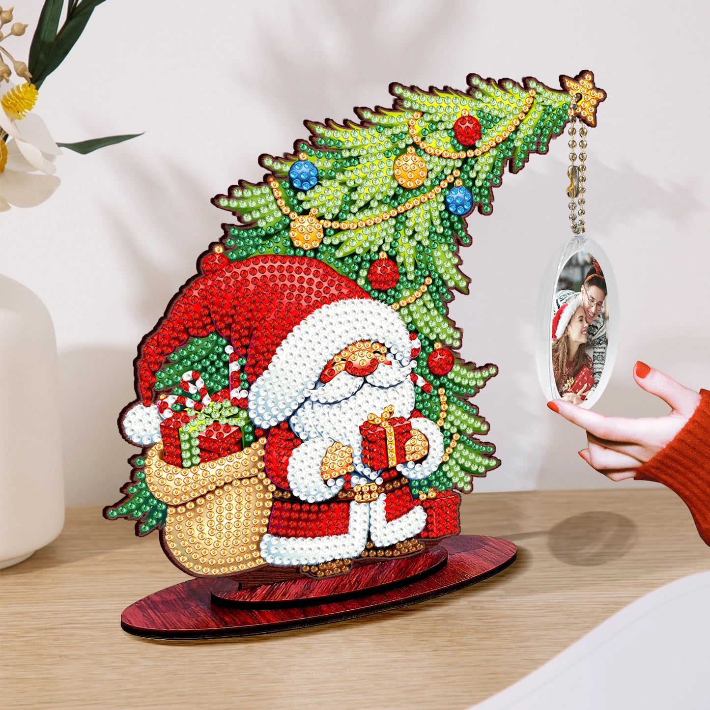 Photo Christmas Tree 5D DIY Diamond Art Tabletop Wood Decorations Ornament Kits