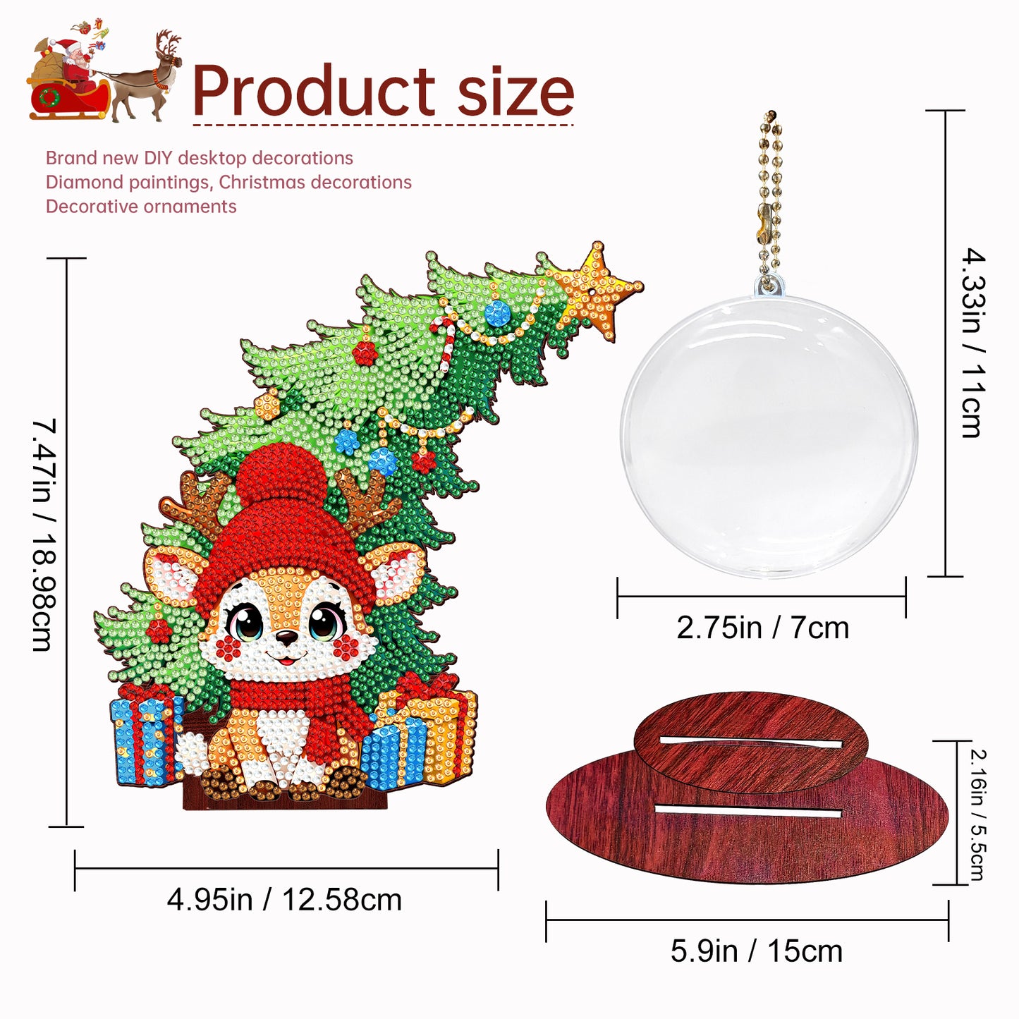 Photo Christmas Tree 5D DIY Diamond Art Tabletop Wood Decorations Ornament Kits