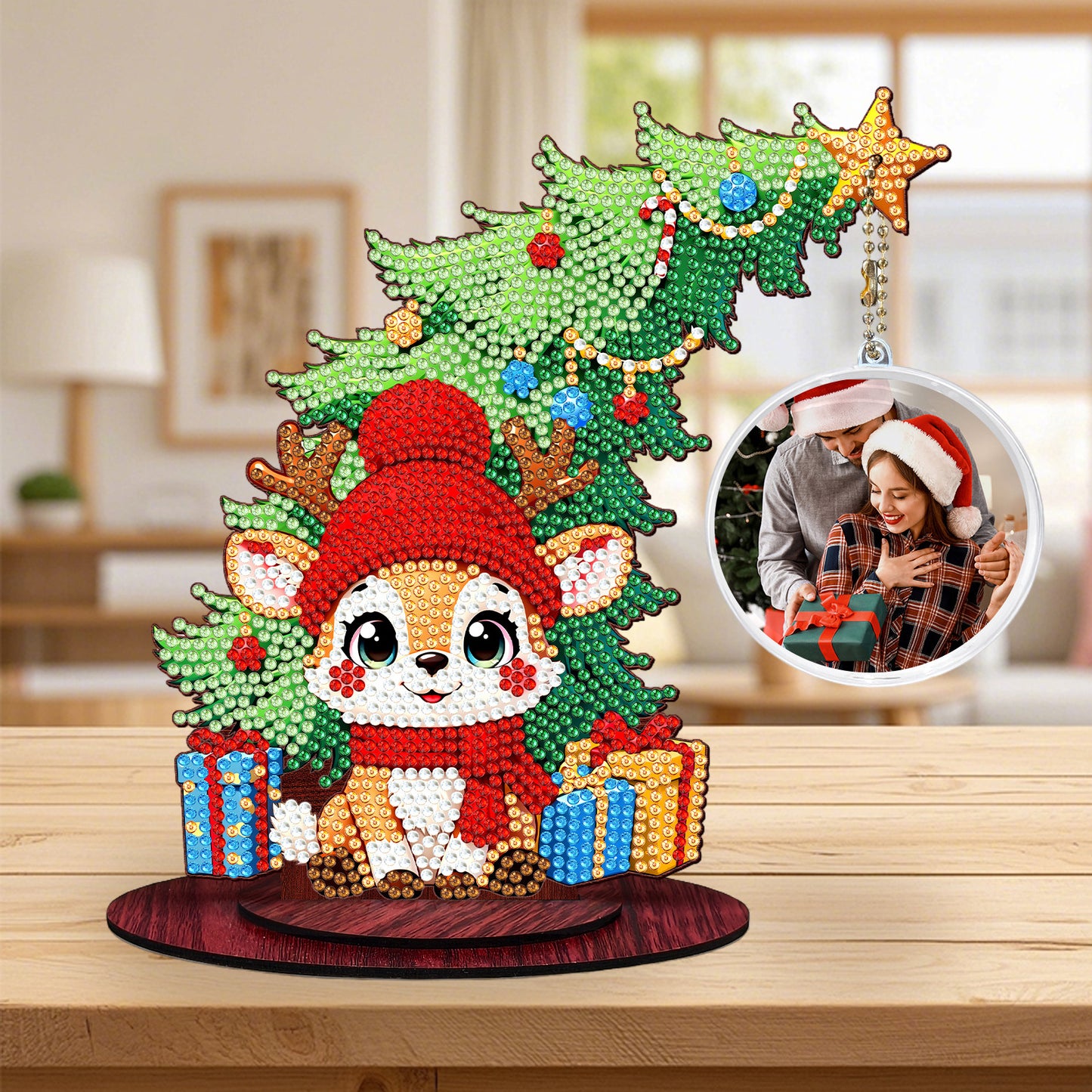 Photo Christmas Tree 5D DIY Diamond Art Tabletop Wood Decorations Ornament Kits