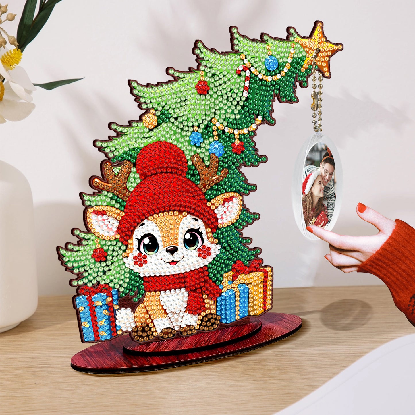 Photo Christmas Tree 5D DIY Diamond Art Tabletop Wood Decorations Ornament Kits