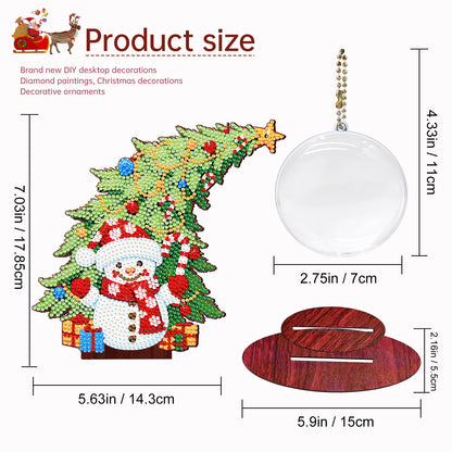 Snowman Photo Xmas Tree 5D DIY Diamond Art Tabletop Wood Decoration Ornament Kit