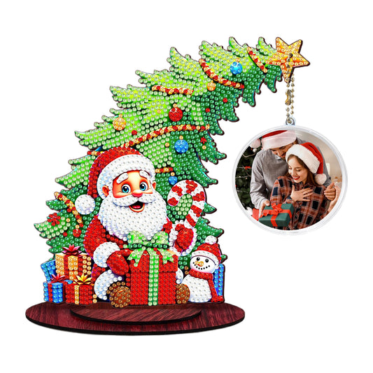 Santa Claus Photo Xmas Tree 5D DIY Diamond Art Tabletop Wood Decoration Ornament