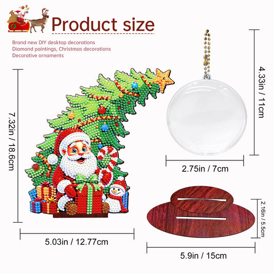 Santa Claus Photo Xmas Tree 5D DIY Diamond Art Tabletop Wood Decoration Ornament