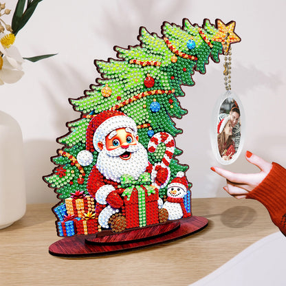 Santa Claus Photo Xmas Tree 5D DIY Diamond Art Tabletop Wood Decoration Ornament
