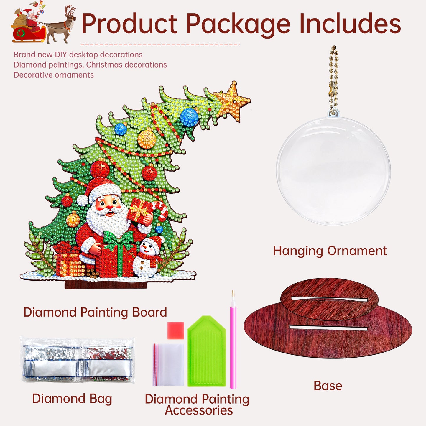 Photo Christmas Tree 5D DIY Diamond Art Tabletop Wood Decorations Ornament Kits