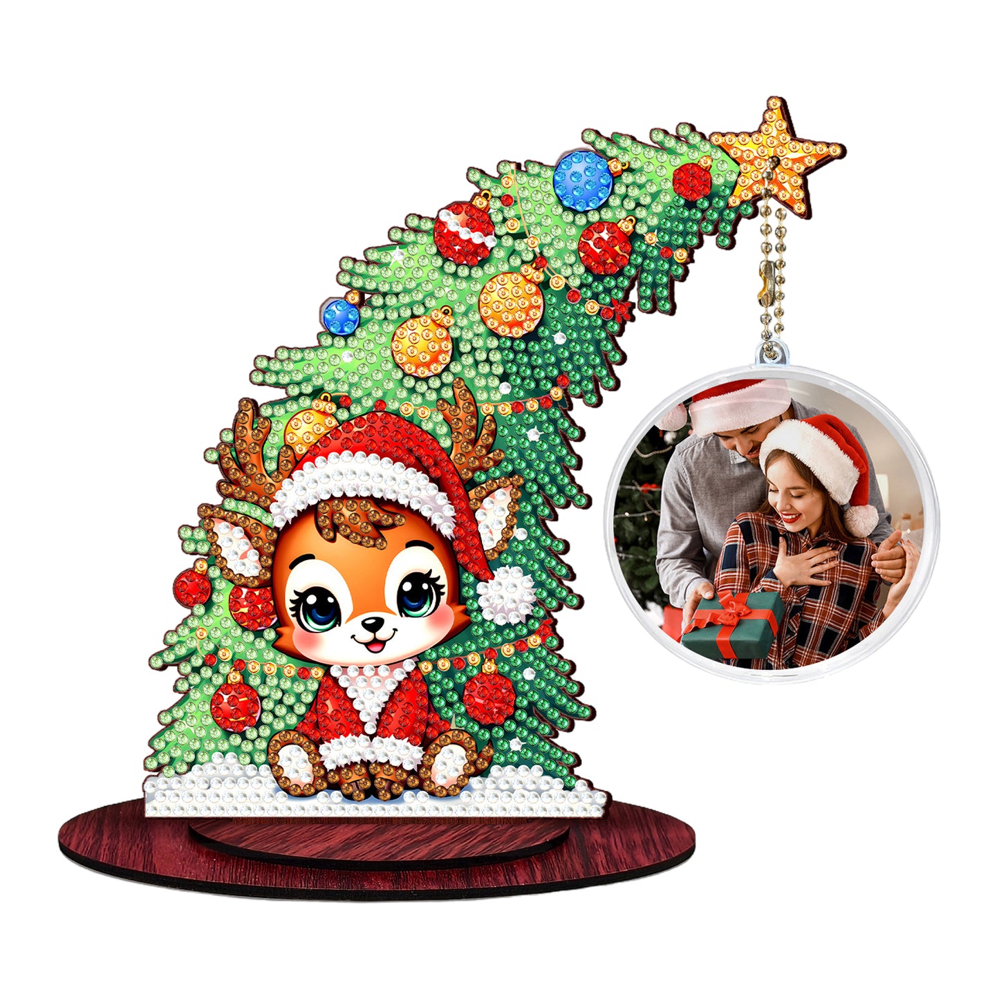 Photo Christmas Tree 5D DIY Diamond Art Tabletop Wood Decorations Ornament Kits
