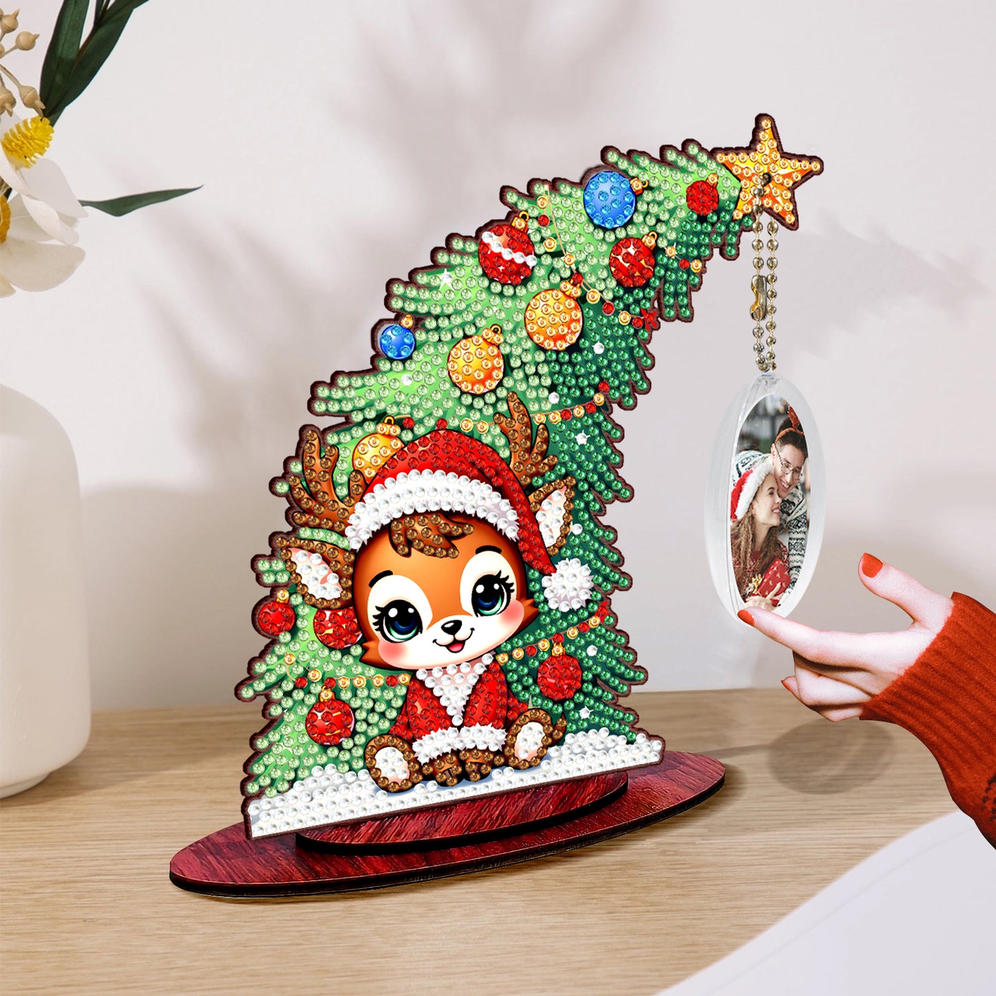 Photo Christmas Tree 5D DIY Diamond Art Tabletop Wood Decorations Ornament Kits