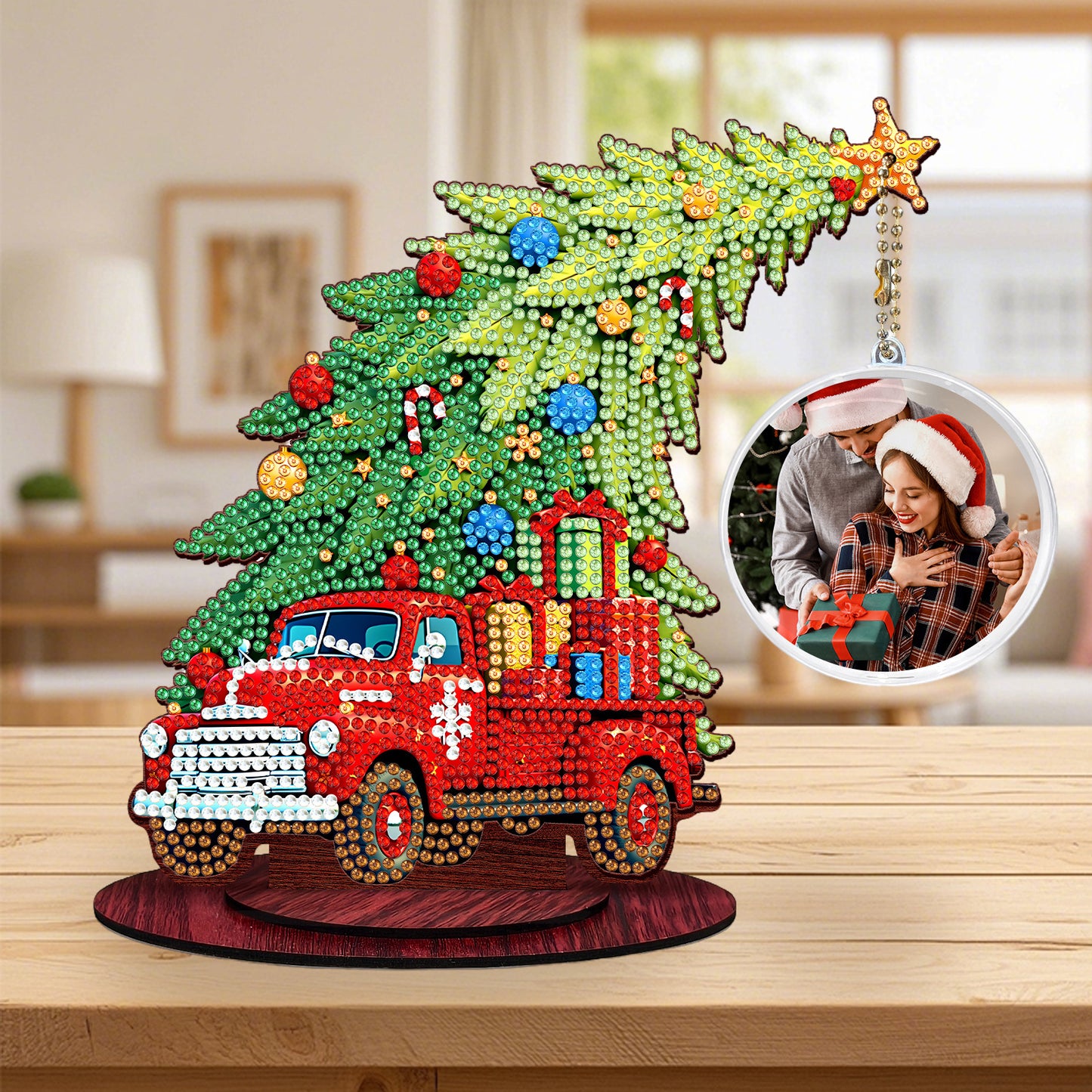 Photo Christmas Tree 5D DIY Diamond Art Tabletop Wood Decorations Ornament Kits