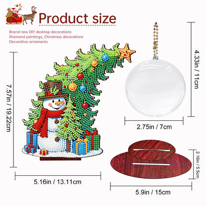 Snowman Photo Xmas Tree 5D DIY Diamond Art Tabletop Wood Decoration Ornament Kit