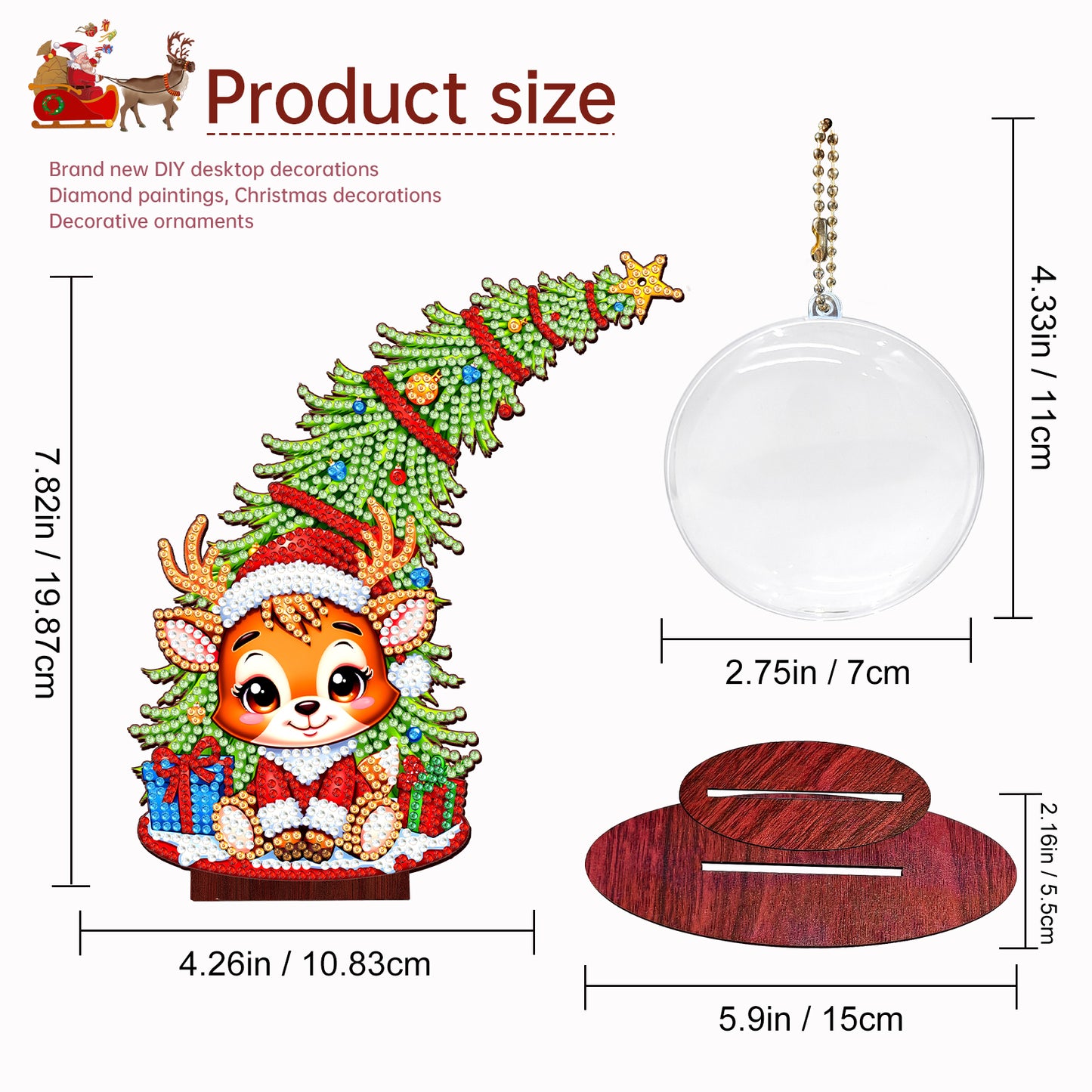 Photo Christmas Tree 5D DIY Diamond Art Tabletop Wood Decorations Ornament Kits