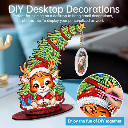 Photo Christmas Tree 5D DIY Diamond Art Tabletop Wood Decorations Ornament Kits