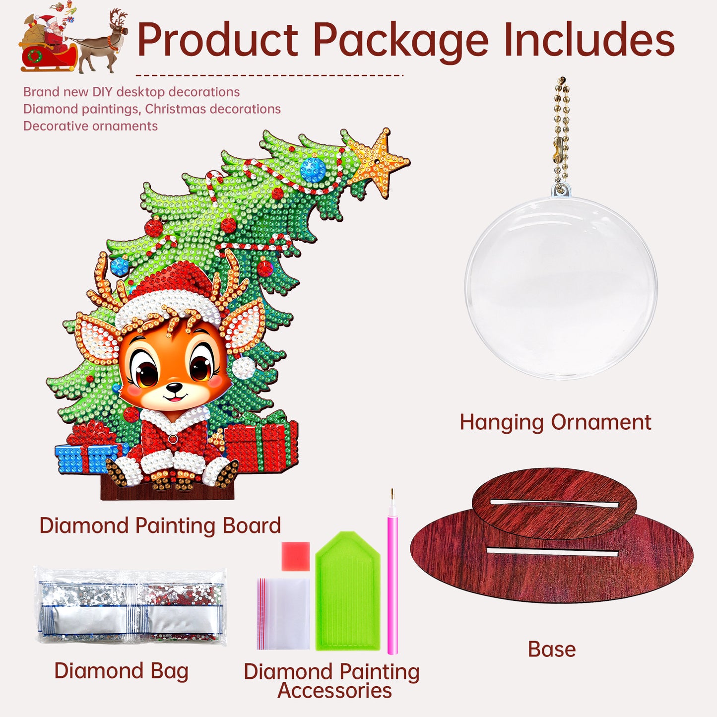 Photo Christmas Tree 5D DIY Diamond Art Tabletop Wood Decorations Ornament Kits
