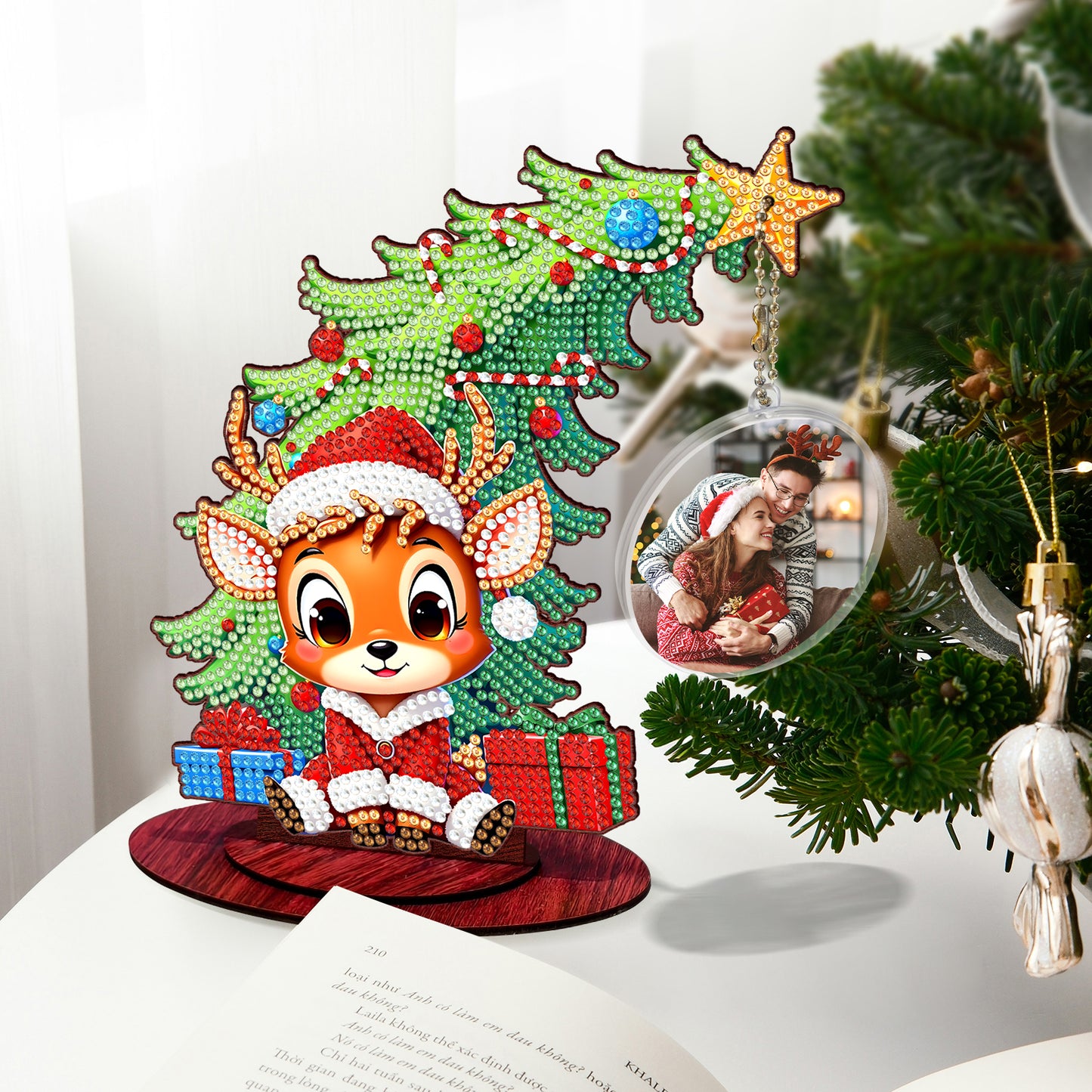 Photo Christmas Tree 5D DIY Diamond Art Tabletop Wood Decorations Ornament Kits