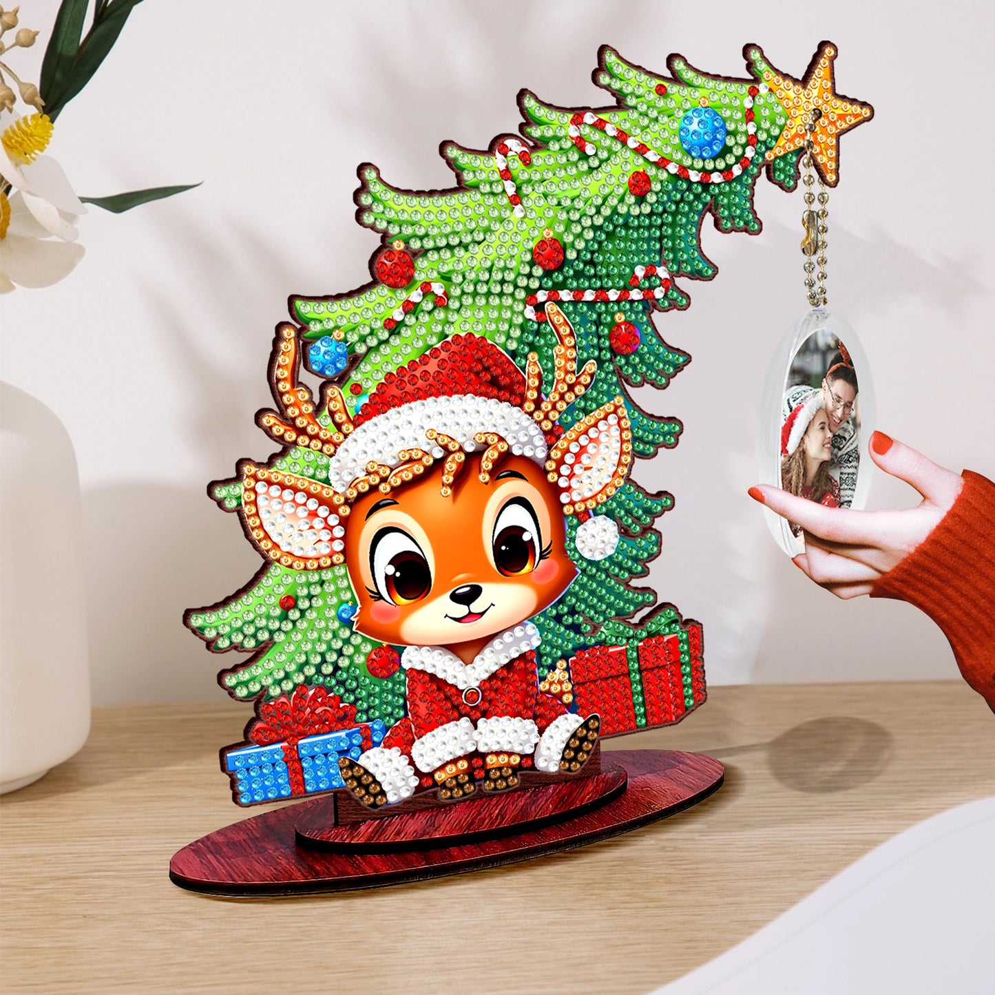 Photo Christmas Tree 5D DIY Diamond Art Tabletop Wood Decorations Ornament Kits