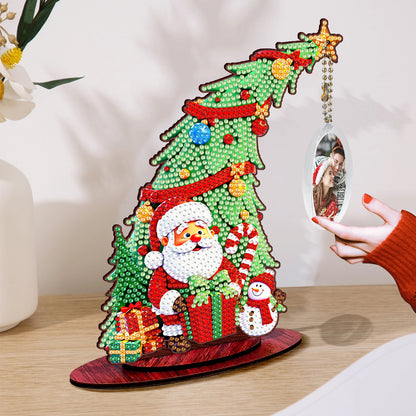 Santa Claus Photo Xmas Tree 5D DIY Diamond Art Tabletop Wood Decoration Ornament