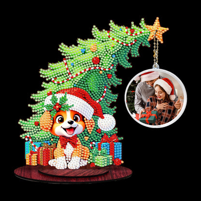 Dog Photo Xmas Tree 5D DIY Diamond Art Tabletop Wood Decoration Ornament Kit